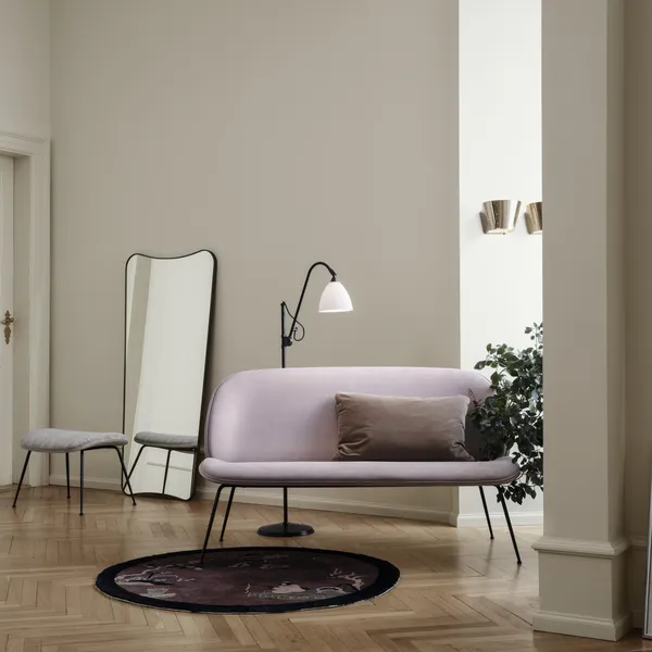 Beetle Ottoman Dora Boucle With Legs In Antique Brass