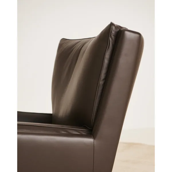 V11 Fauteuil Noyer Américain/Cuir Café