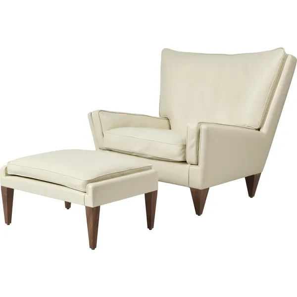 V11 Ottoman American Walnut/ Cream Leather