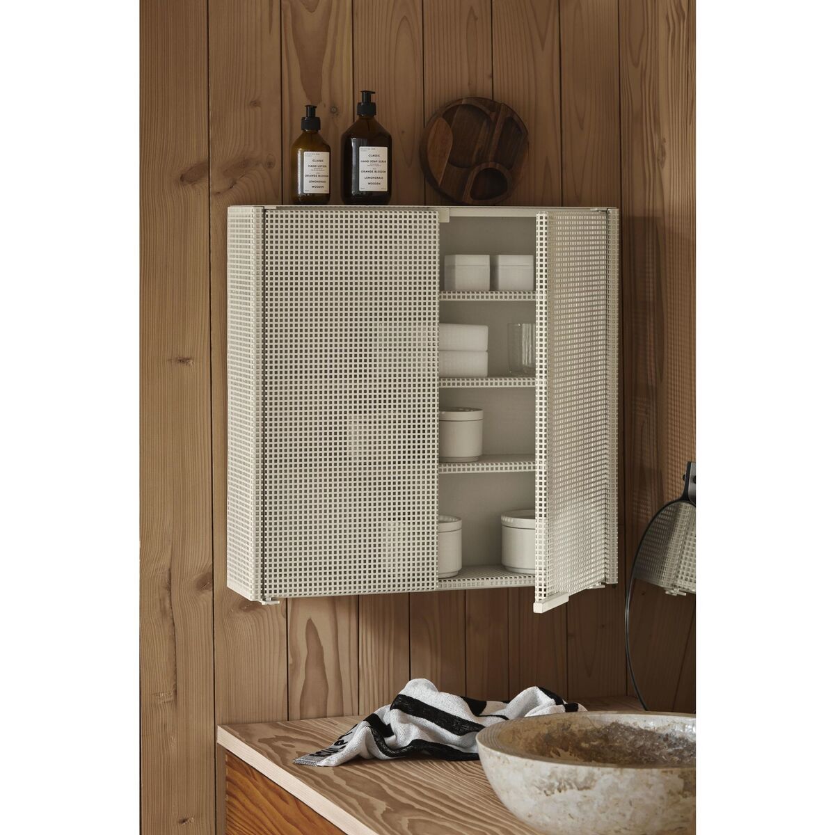 Grid Wall Cabinet Beige