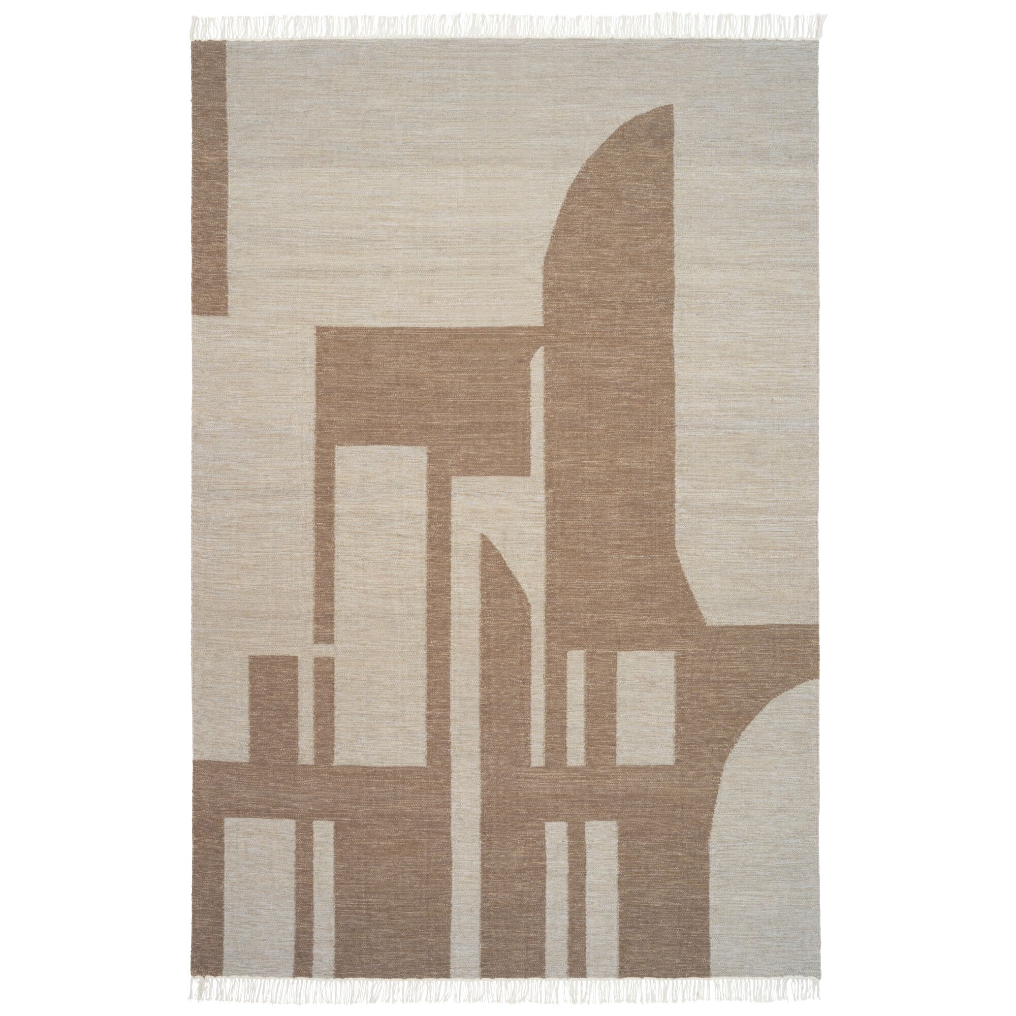 Moderne Kelimteppe Off-white/ Brun 300 cm