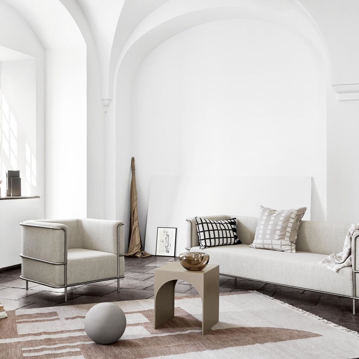 Contemporary Kelim Rug Off-White/ Brown 300 cm