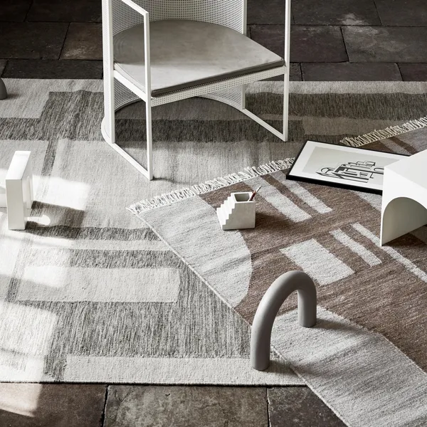 Contemporary Kelim Rug Off-White/ Gray 200 cm