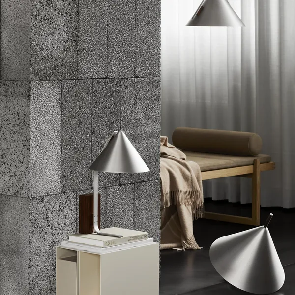 Cone Table Lamp Brushed Aluminum & Walnut