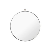 Dowel Round Mirror Large Steel/ Walnut