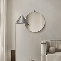 Dowel Round Mirror Large Steel/ Walnut