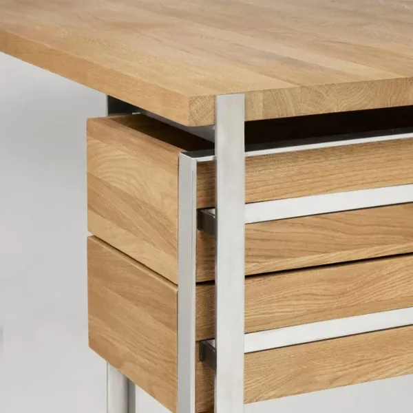 Outline Desk Warm Lacquered Oak/Stainless Steel