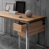 Outline Desk Warm Lacquered Oak/Stainless Steel