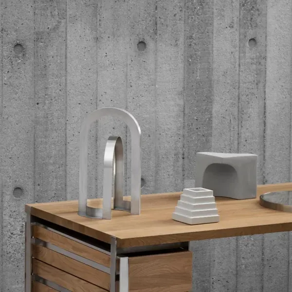 Outline Desk Warm Lacquered Oak/Stainless Steel