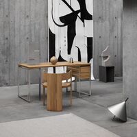 Outline Desk Warm Lacquered Oak/Stainless Steel