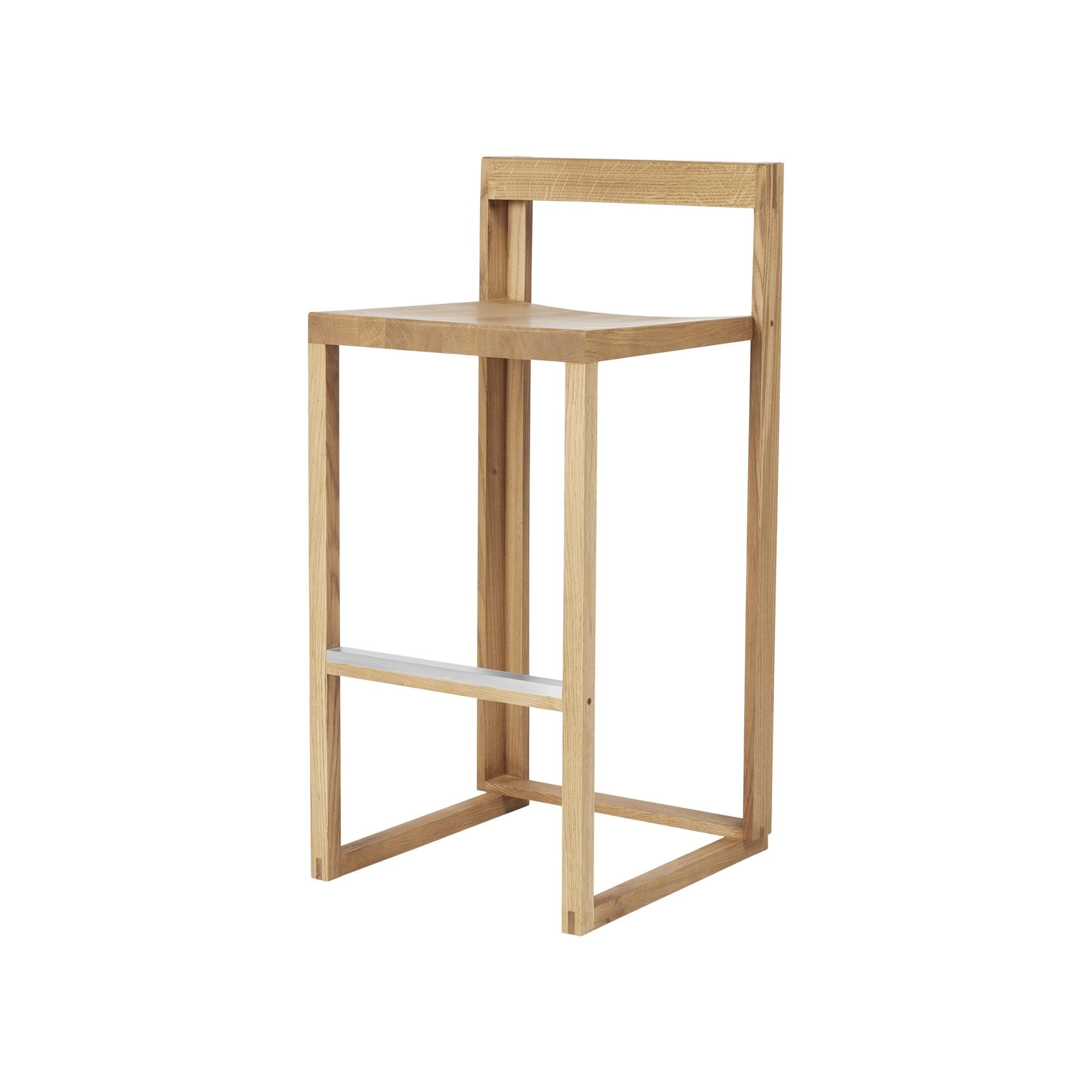 Tabouret de Bar Outline, Chêne Laqué/ Aluminium Brossé