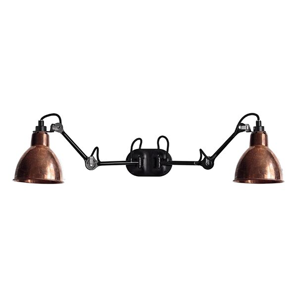 N204 V&auml;gglampa Dubbel Matt Svart & R&aring; Koppar