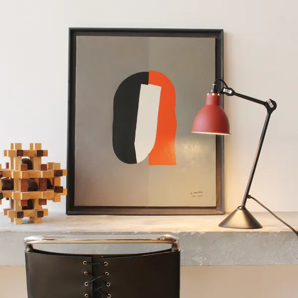 Lampada Lampada da Tavolo N205 Bianco e Nero Opaco & Rame