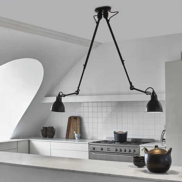 N302 Loftlampe Double Mat Sort & Mat Gul