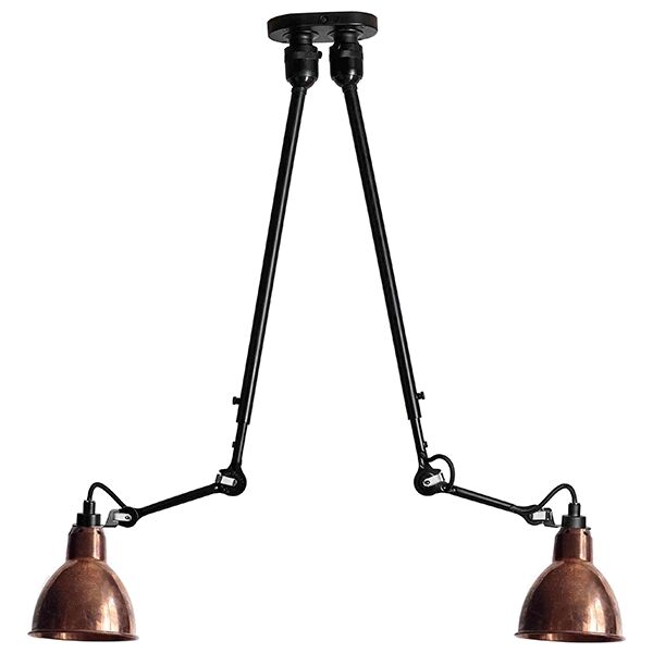 N302 Taklampa Dubbel Matt Svart & R&aring; Koppar