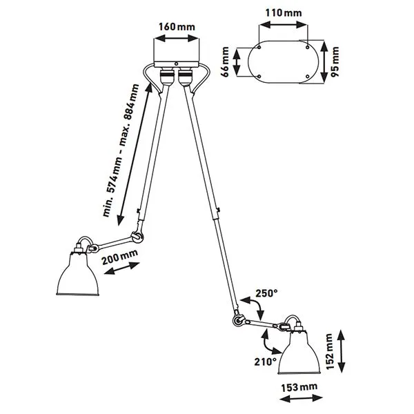 N302 Loftlampe Double Mat Sort & Mat Rød