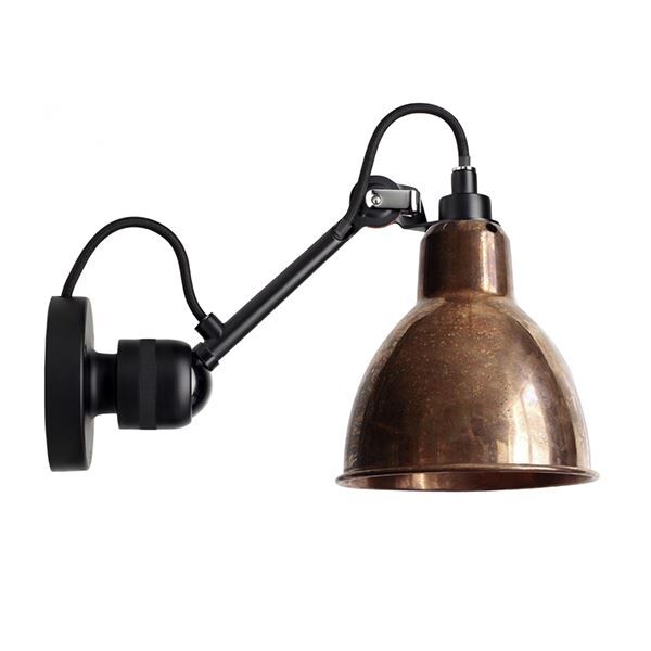 N304 V&auml;gglampa Matt Svart & R&aring; Koppar Fastkopplad