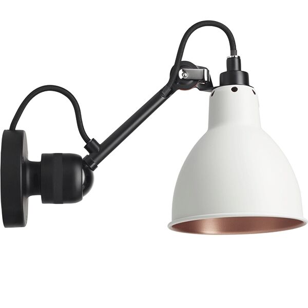 N304 V&auml;gglampa Matt Svart och Vit/ Koppar Fastkopplad