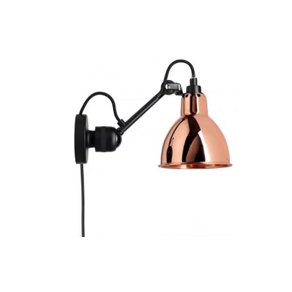 N304 V&auml;gglampa Matt Svart & Koppar Med Sladd