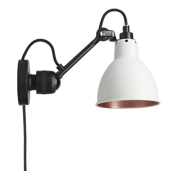 N304 V&auml;gglampa Matt & Vit/ Koppar Med Sladd