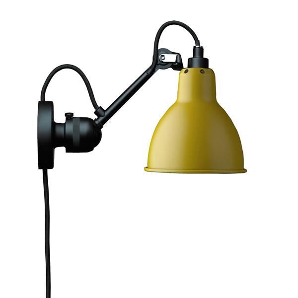N304 Vglampe Mat Sort & Mat Gul Med Ledning