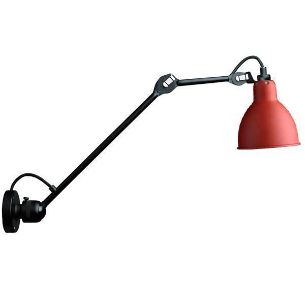 N304 L40 V&auml;gglampa Matt Svart & R&ouml;d Fastkopplad