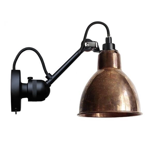 N304 V&auml;gglampa Matt Svart & R&aring; Koppar Med P&aring;/Av