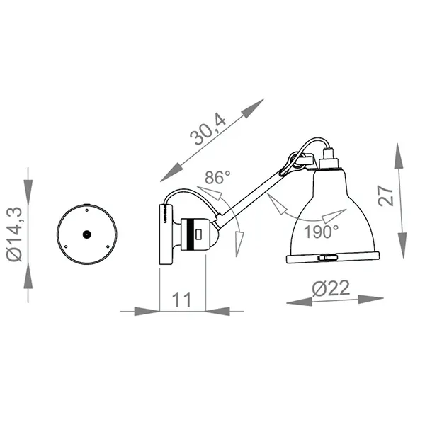 N304 XL Lampada da Esterno Opaco Nero e Rame Grezzo