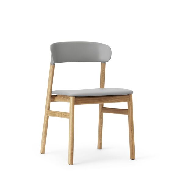 Herit Dining Chair Leather Upholstered Oak/Gray
