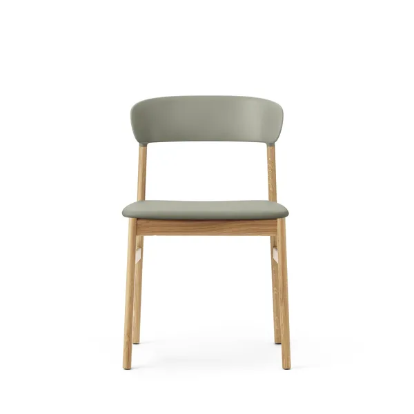 Herit Dining Chair Leather Upholstered Oak/Dusty Green