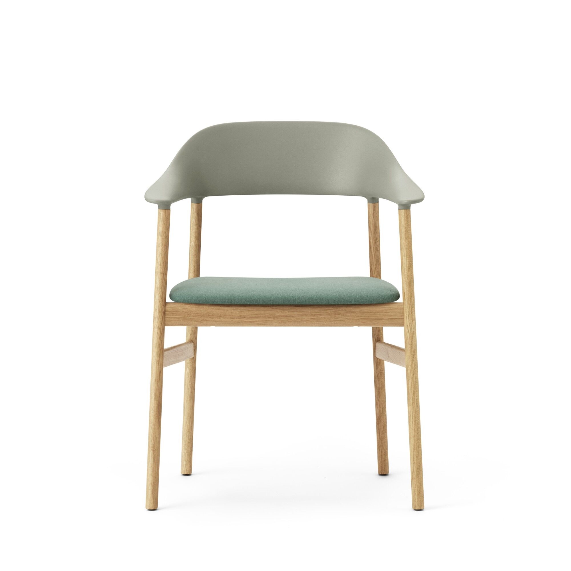 Herit Chaise de Table à Manger M. Accoudoir Rembourré Chêne/Dusty Vert