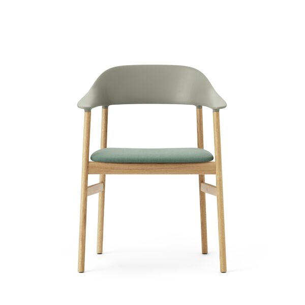 Silla de Comedor Herit con Reposabrazos Tapizada en Roble/ Verde Polvoriento