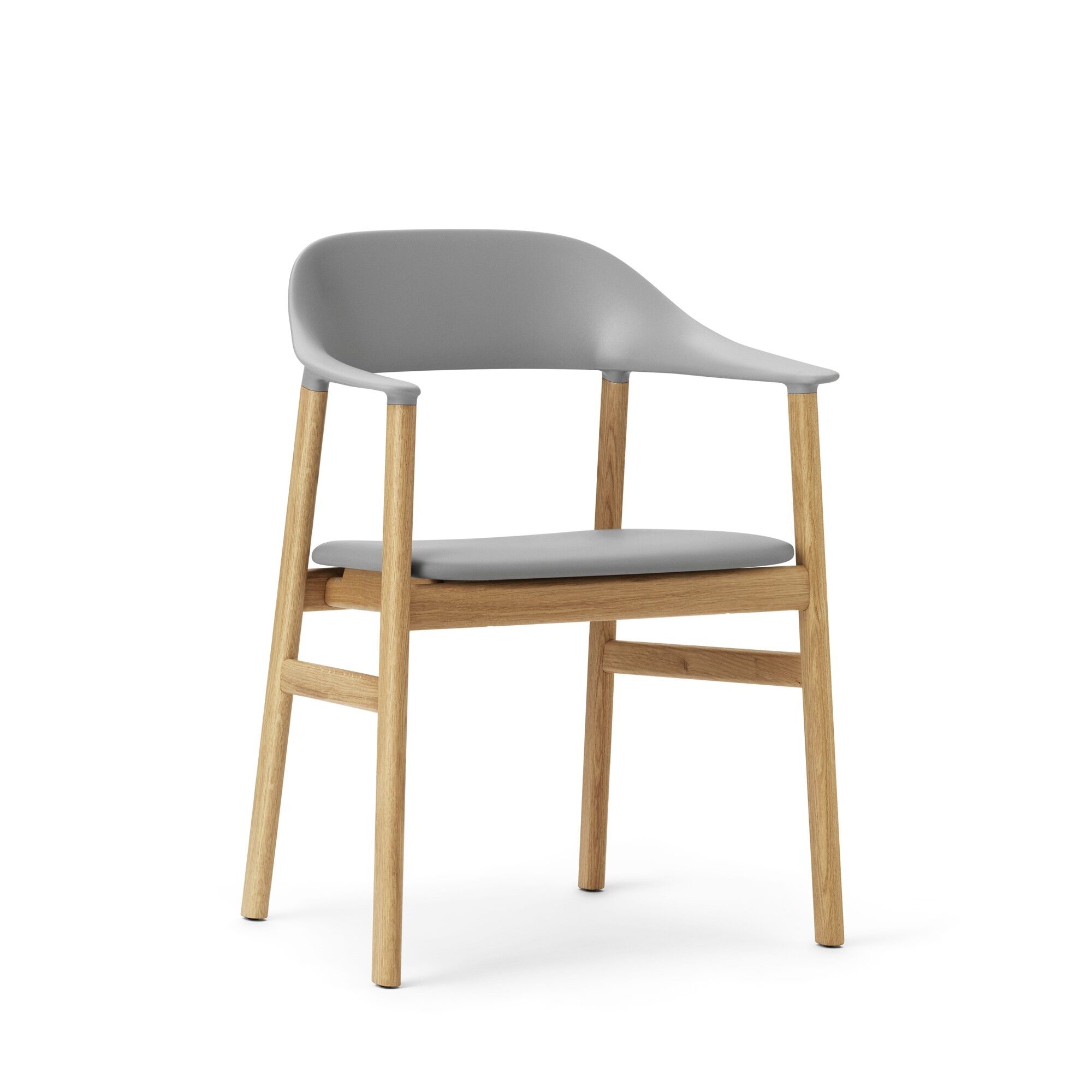 Herit Spisebordsstol med Armln Lder Polstret Egetr/ Gr