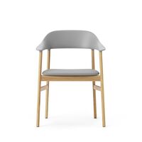 Herit Dining Chair w. Armrests Leather Upholstered Oak/Gray
