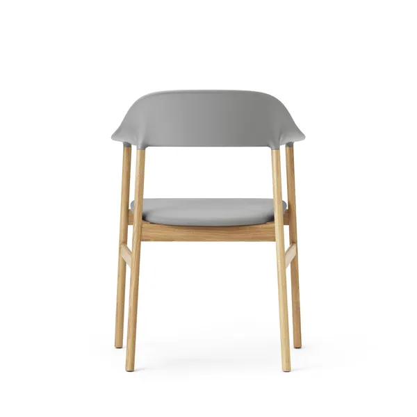 Herit Dining Chair w. Armrests Leather Upholstered Oak/Gray