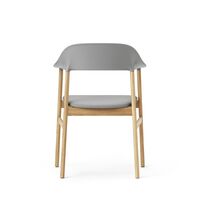 Herit Dining Chair w. Armrests Leather Upholstered Oak/Gray