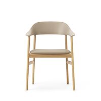 Herit Dining Chair w. Armrests Leather Upholstered Oak/Sand