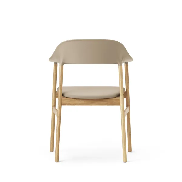 Herit Dining Chair w. Armrests Leather Upholstered Oak/Sand