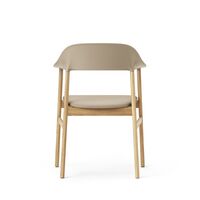Herit Dining Chair w. Armrests Leather Upholstered Oak/Sand
