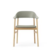Herit Dining Chair w. Armrests Leather Upholstered Oak/Dusty Green