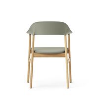 Herit Dining Chair w. Armrests Leather Upholstered Oak/Dusty Green