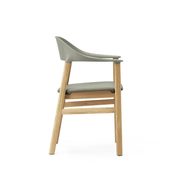 Herit Dining Chair w. Armrests Leather Upholstered Oak/Dusty Green