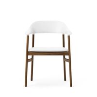 Herit Dining Chair w. Armrests Leather Upholstered Smoked Oak/White