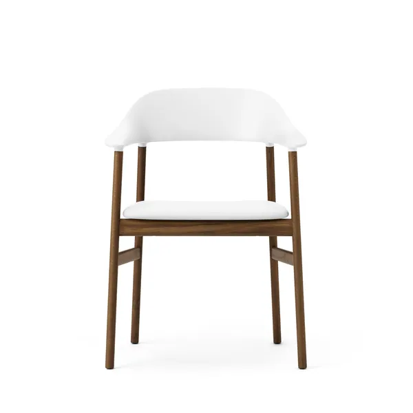 Herit Dining Chair w. Armrests Leather Upholstered Smoked Oak/White