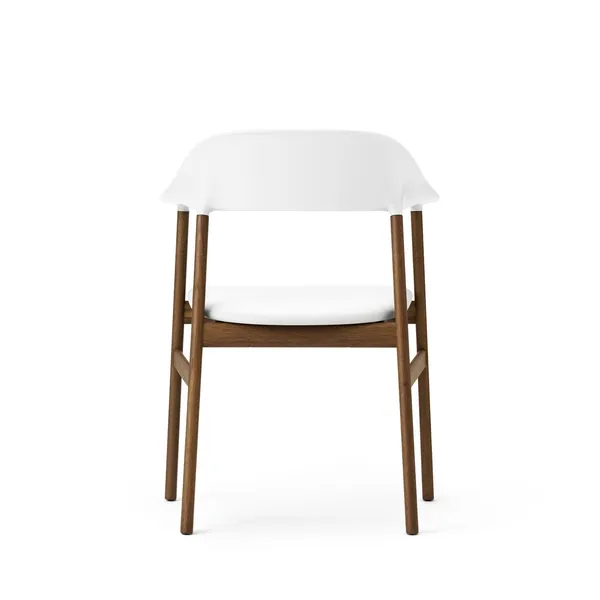 Herit Dining Chair w. Armrests Leather Upholstered Smoked Oak/White