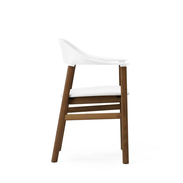 Herit Dining Chair w. Armrests Leather Upholstered Smoked Oak/White
