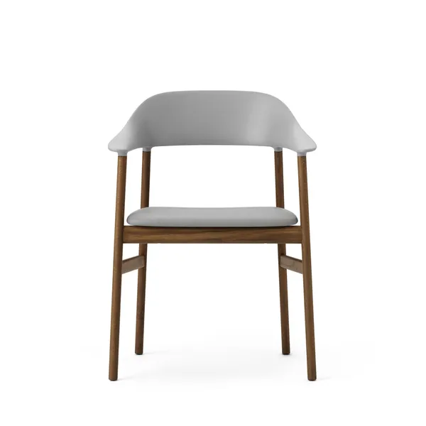 Herit Dining Chair w. Armrests Leather Upholstered Smoked Oak/Gray