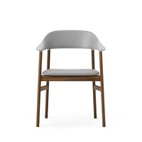 Herit Dining Chair w. Armrests Leather Upholstered Smoked Oak/Gray