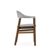 Herit Dining Chair w. Armrests Leather Upholstered Smoked Oak/Gray
