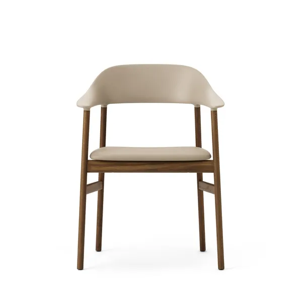 Herit Dining Chair w. Armrests Leather Upholstered Smoked Oak/Sand